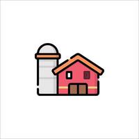 A farmhouse with a silo icon vector