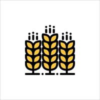 A wheat field with three ears of wheat vector