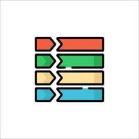 A colorful icon of a stack of three arrows vector