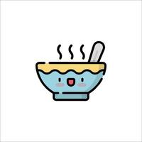 A bowl of soup with a spoon and a smile vector