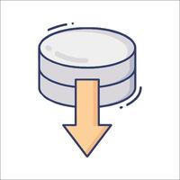 A data storage icon with an arrow pointing down vector