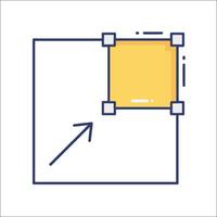 A square with a yellow square on it and an arrow pointing to it vector