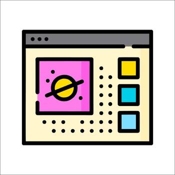 un web página con un imagen de un planeta vector