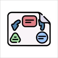 A paper document with a bunch of different shapes vector