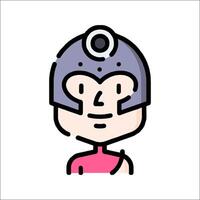 A cartoon man in a helmet with a pink shirt vector