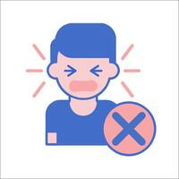 A man with an angry face and a sign that says no vector