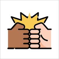 Two hands in a fist with a star in the middle vector