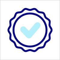 A blue check mark icon on a white background vector