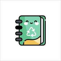 A notebook with a recycling symbol on it vector