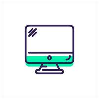 A computer monitor with a green and purple outline vector