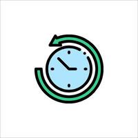 A clock icon with a green arrow pointing to it vector