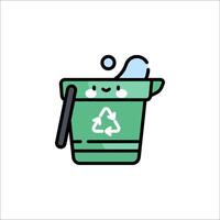 A green trash can with a recycling symbol on it vector