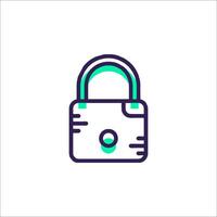 A lock icon with a green and blue color vector