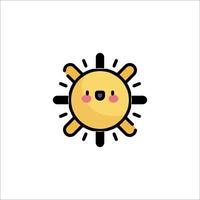 A cute sun icon with a smile vector