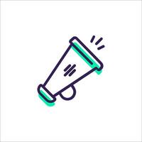 A megaphone icon with a green and blue color vector