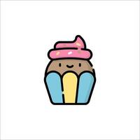 A cute cupcake with a pink top and blue bottom vector