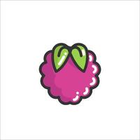 A raspberry logo with a green leaf on it vector