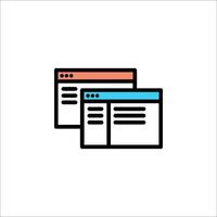 A web page icon with a blue and orange color vector