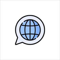 World globe icon in speech bubble illustration vector
