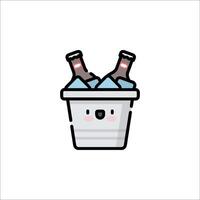 A cartoon ice bucket with two bottles of beer vector