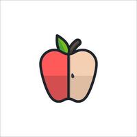 An apple with a slice taken out of it vector