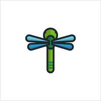 A dragonfly logo with a green and blue color scheme vector