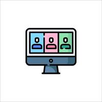 A computer monitor with people on it vector