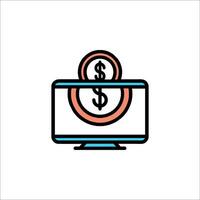A computer screen with dollar signs on it vector