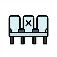 A line drawing of three chairs with crossed out signs vector