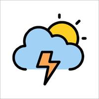 A cloud with lightning and a sun vector