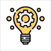 An icon of a light bulb with gears inside vector