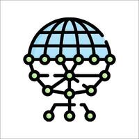 A globe with dots on it and a small green dot vector