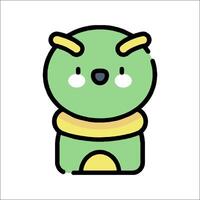 A green and yellow cartoon character with a big head vector
