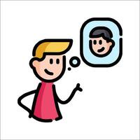 A man is talking to a mirror and thinking about his face vector