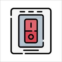 A red and black light switch icon on a white background vector