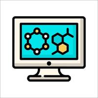 A computer monitor with a molecule on it vector