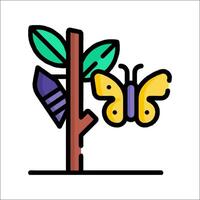 Butterfly on tree icon illustration vector