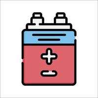 A battery icon with a red and blue color vector