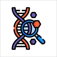 Dna molecule icon with magnifying glass and dna molecule vector