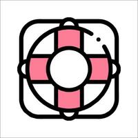 A pink and white life preserver icon vector