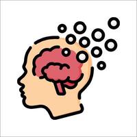 Brain icon with bubbles coming out of it vector