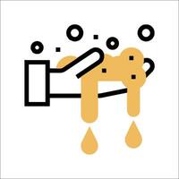A hand washing a hand with soap and water vector