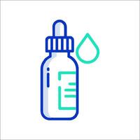 A bottle of medicine with a drop of liquid vector
