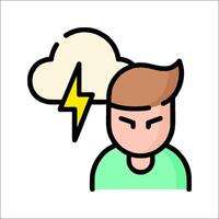 A man with lightning in his head and a cloud vector