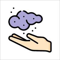 Hand with a cloud icon on white background vector