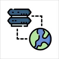 A server and a globe connected to each other vector