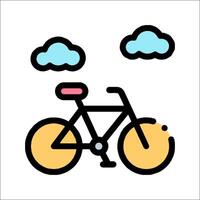 Bicycle icon with clouds and clouds illustration vector