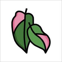 A green leaf with pink leaves on it vector