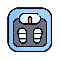 A pair of shoes on a scale icon vector