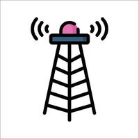 A radio tower with a pink ball on top vector